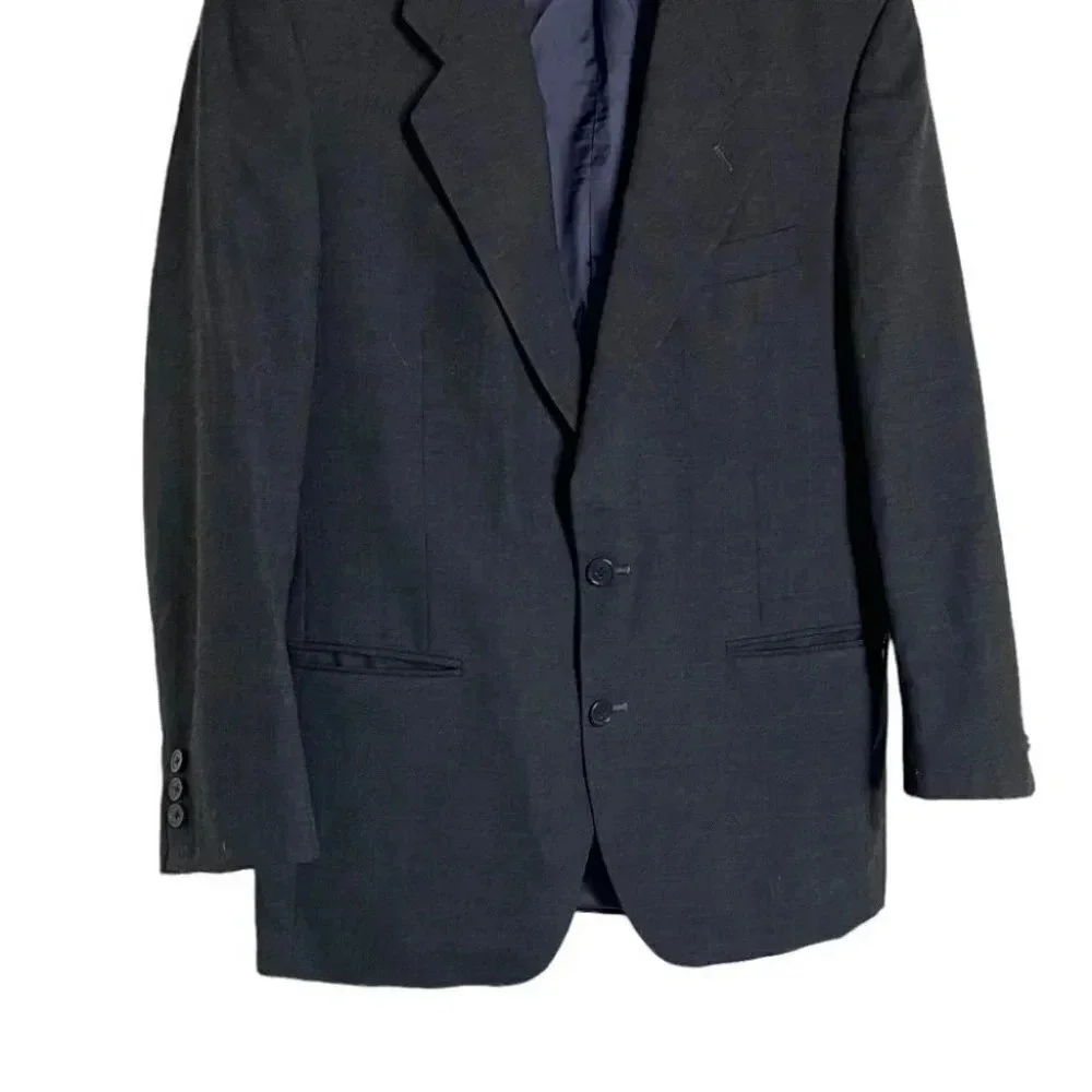 Daniel Hechter Blazer 39R Charcoal Gray Pure New Wool‎ Two Button Suit Jacket